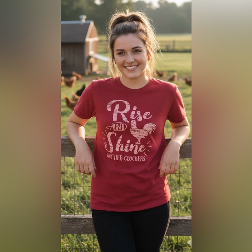 Delta Red Short Sleeve Tee with Rooster Design